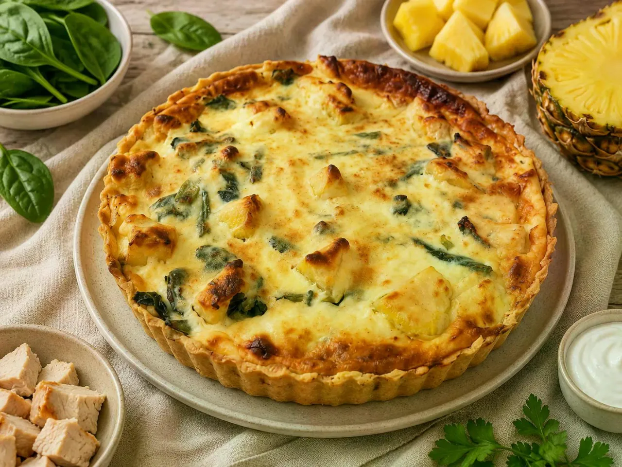 Пирог "Курица, шпинат и ананас" 24 см