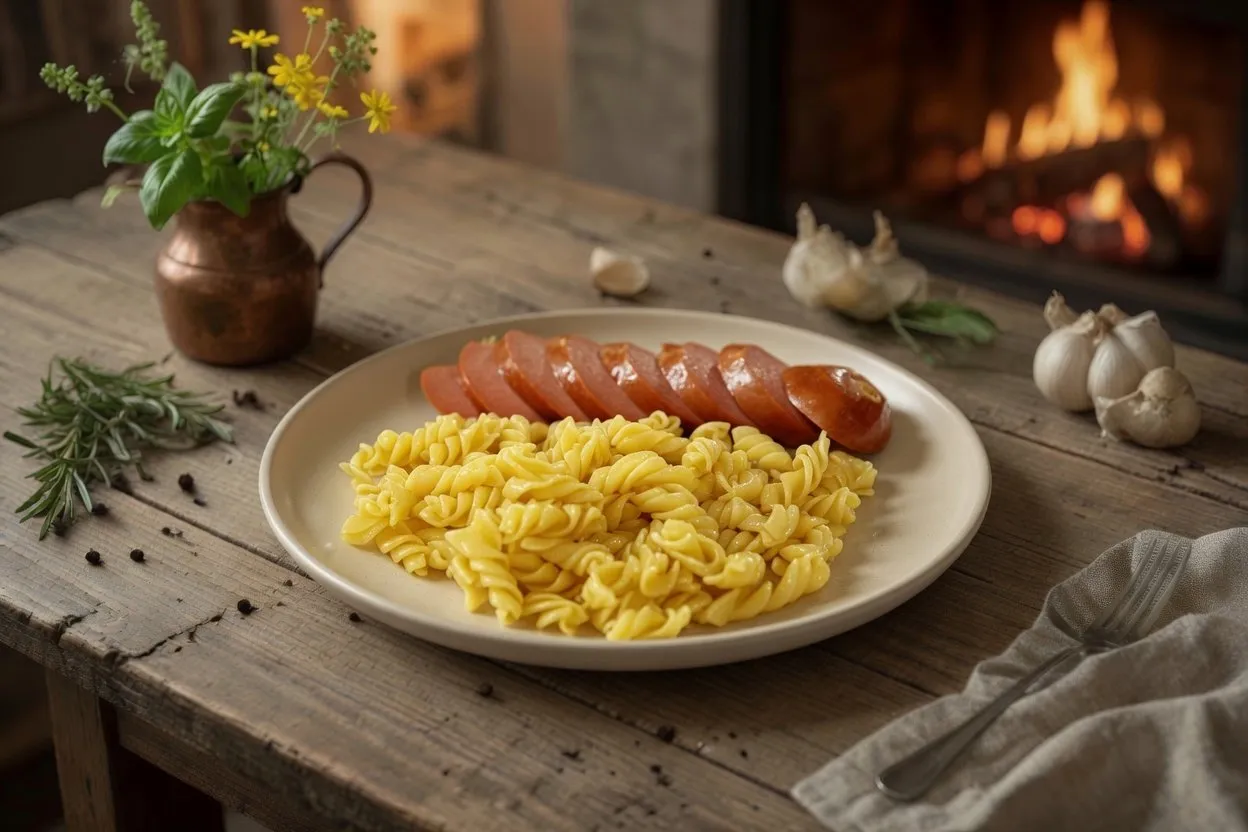 Сарделька с макаронами