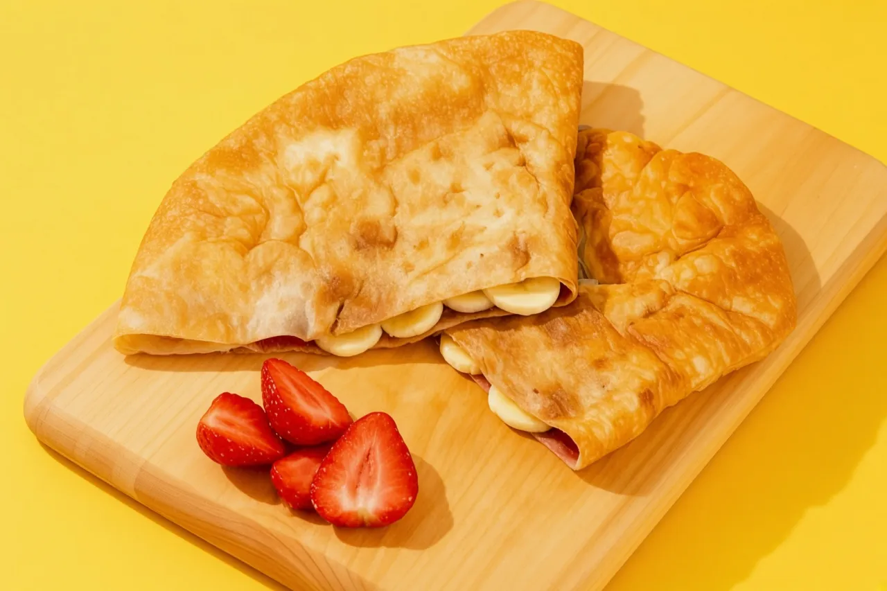Чебурек с клубникой и бананом