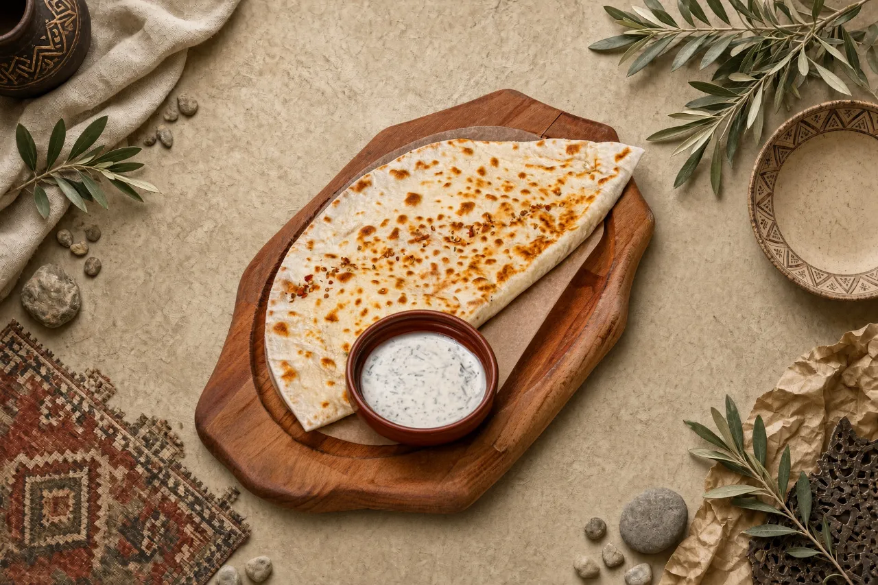 Кутаб с лососем и сыром