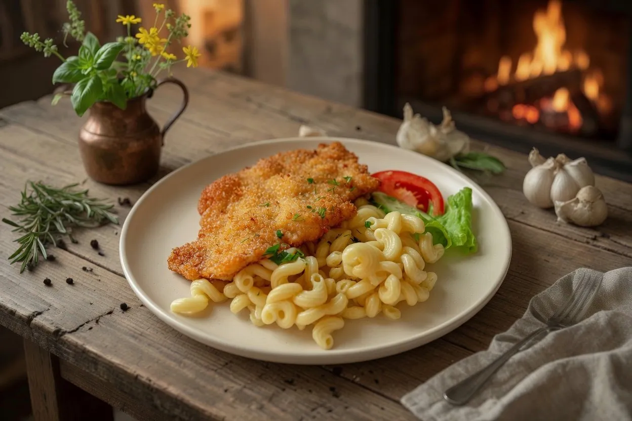 Ромштекс из свинины с макаронами
