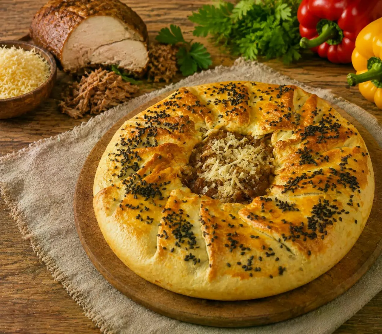 Пирог мясной с картофелем 24 см